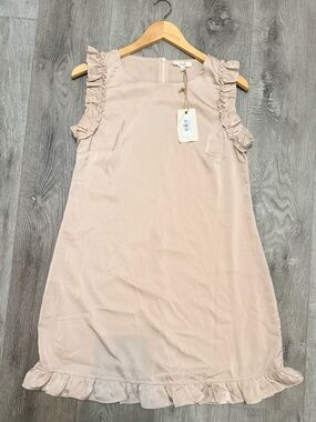 easel Blush Ruffle-Trim Sleeveless Shift Dress